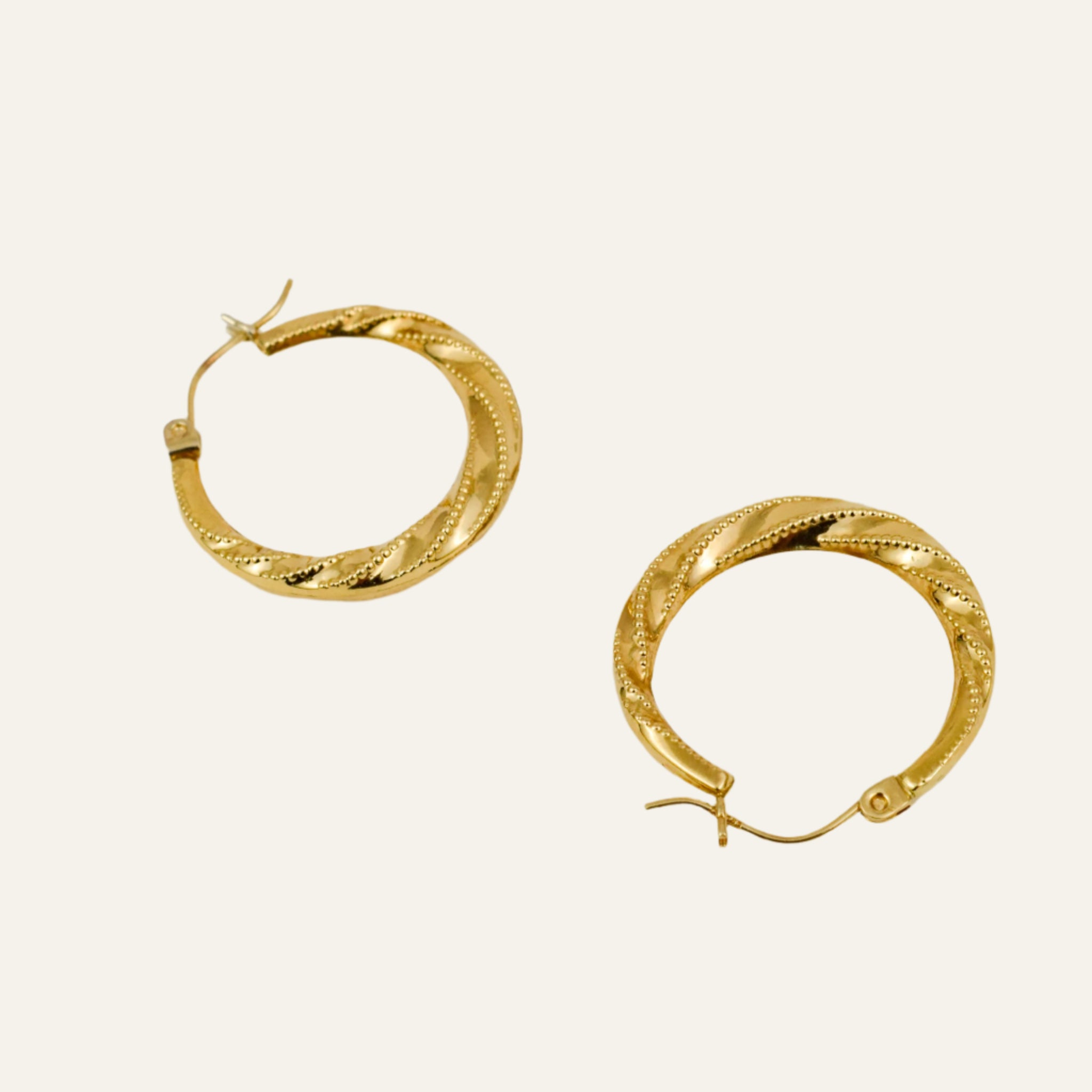24mm Beaded Twist Hoops
