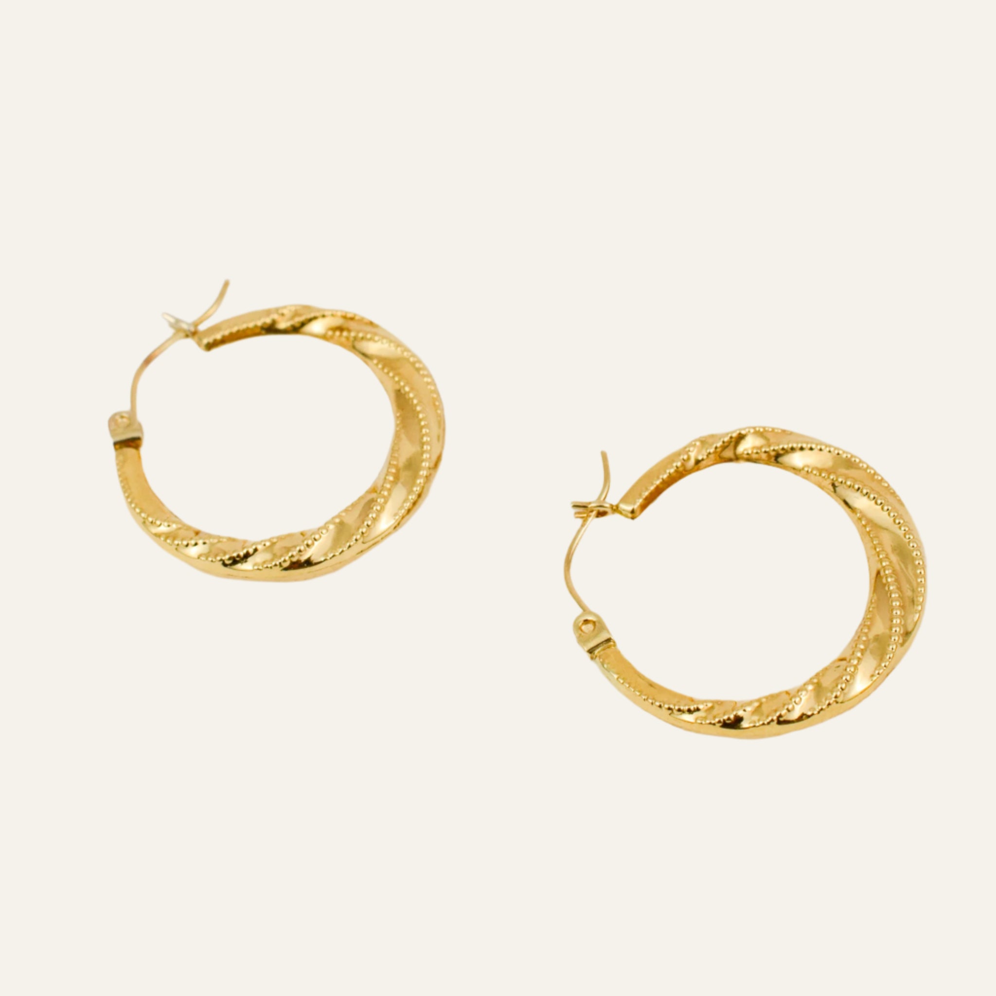 24mm Beaded Twist Hoops