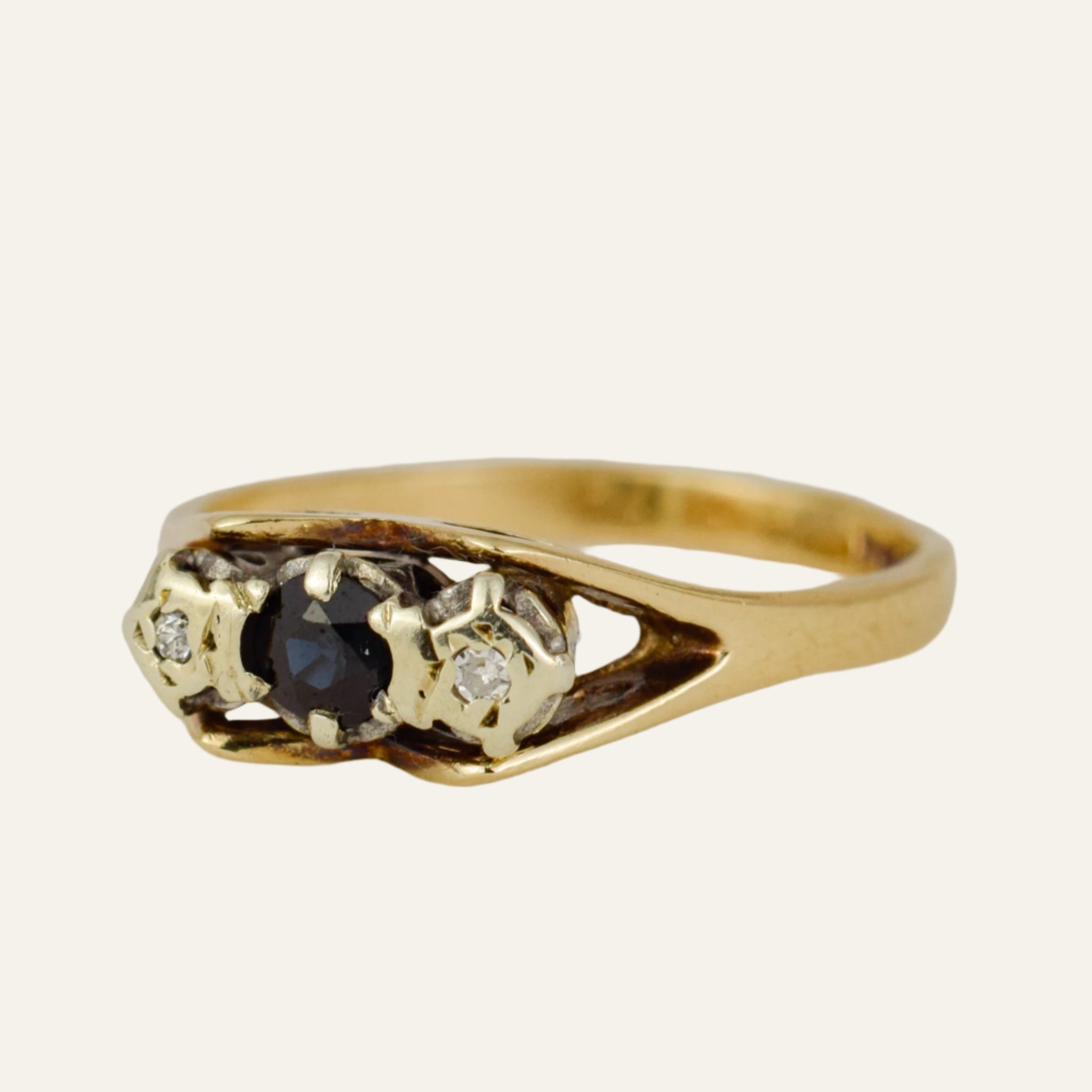 Antique Sapphire and Diamond Trilogy Ring