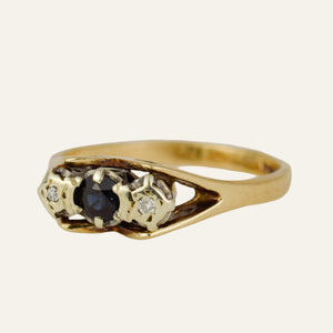 Antique Sapphire and Diamond Trilogy Ring