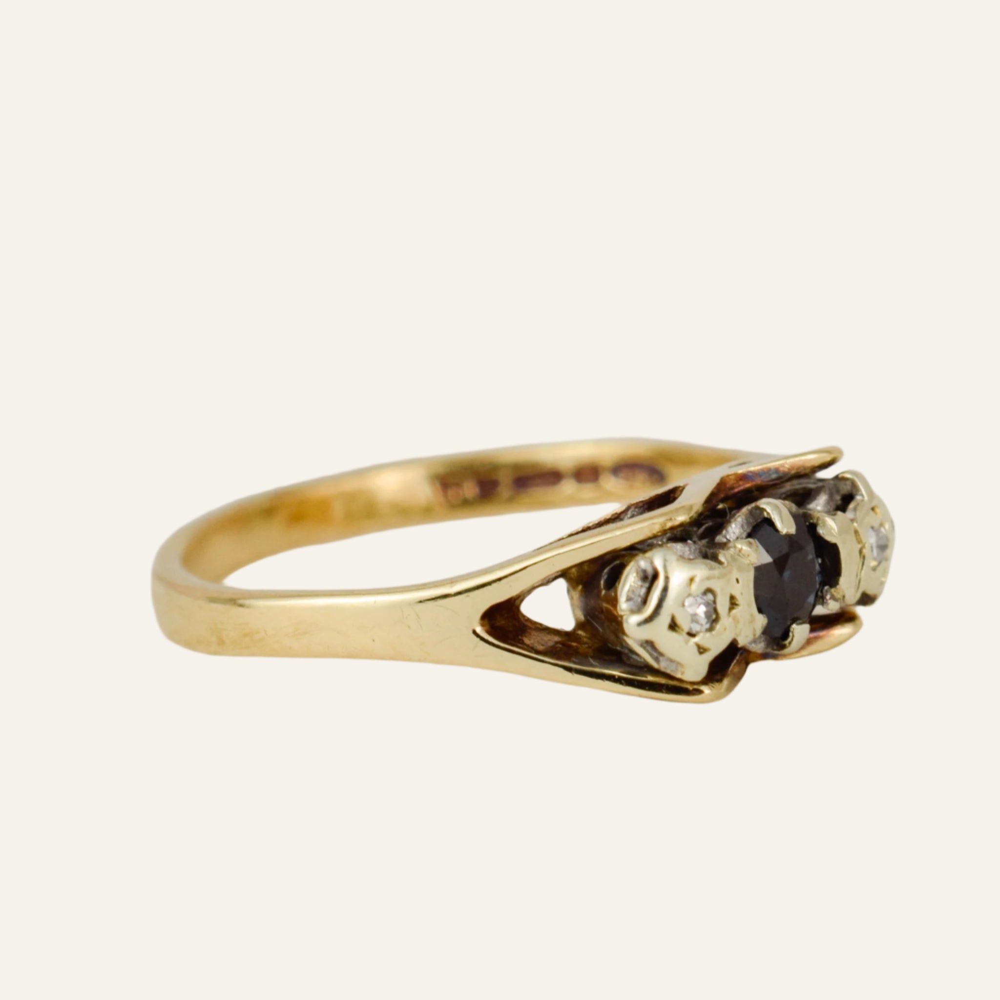 Antique Sapphire and Diamond Trilogy Ring