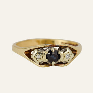 Antique Sapphire and Diamond Trilogy Ring