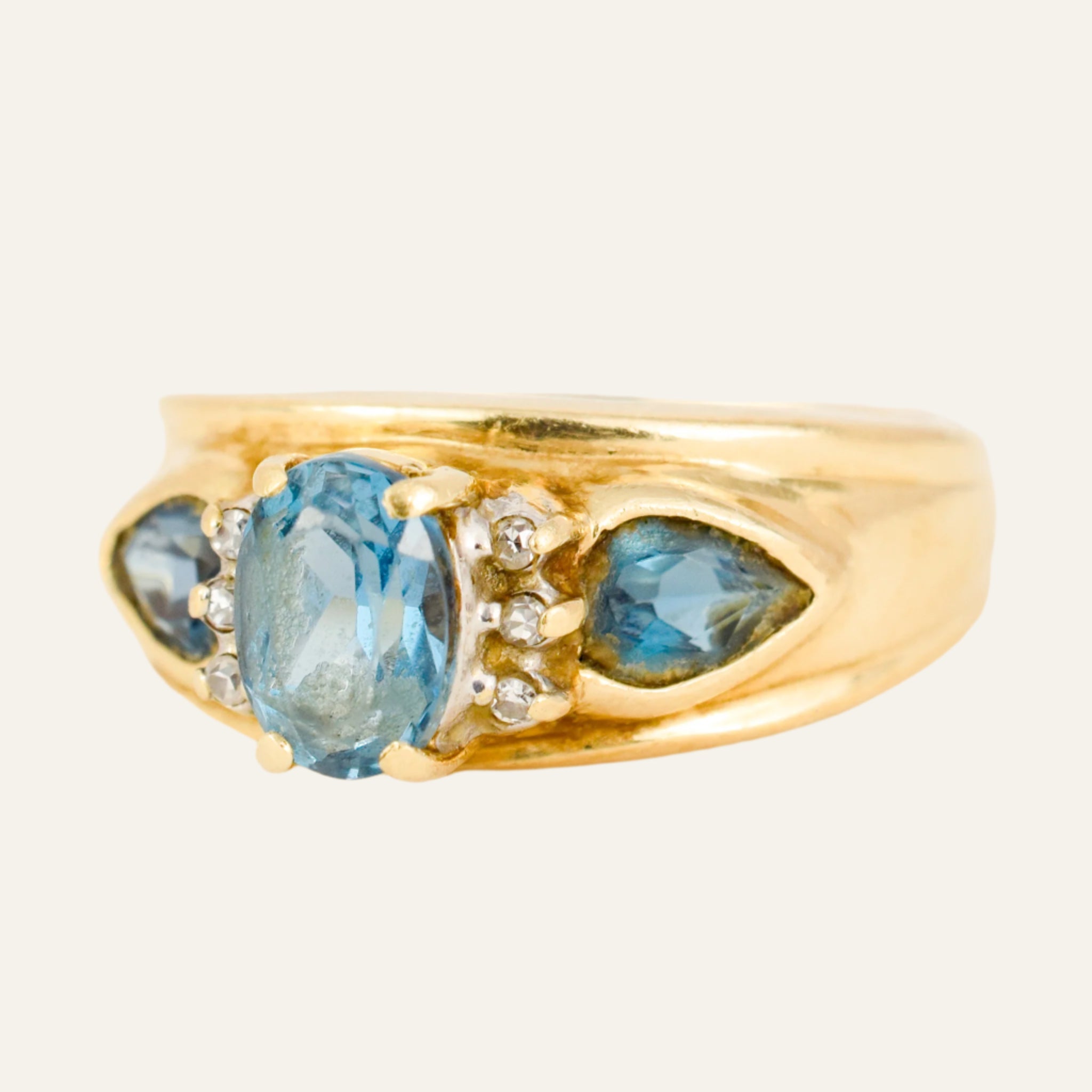 Topaz Trilogy Ring with Diamond Accents