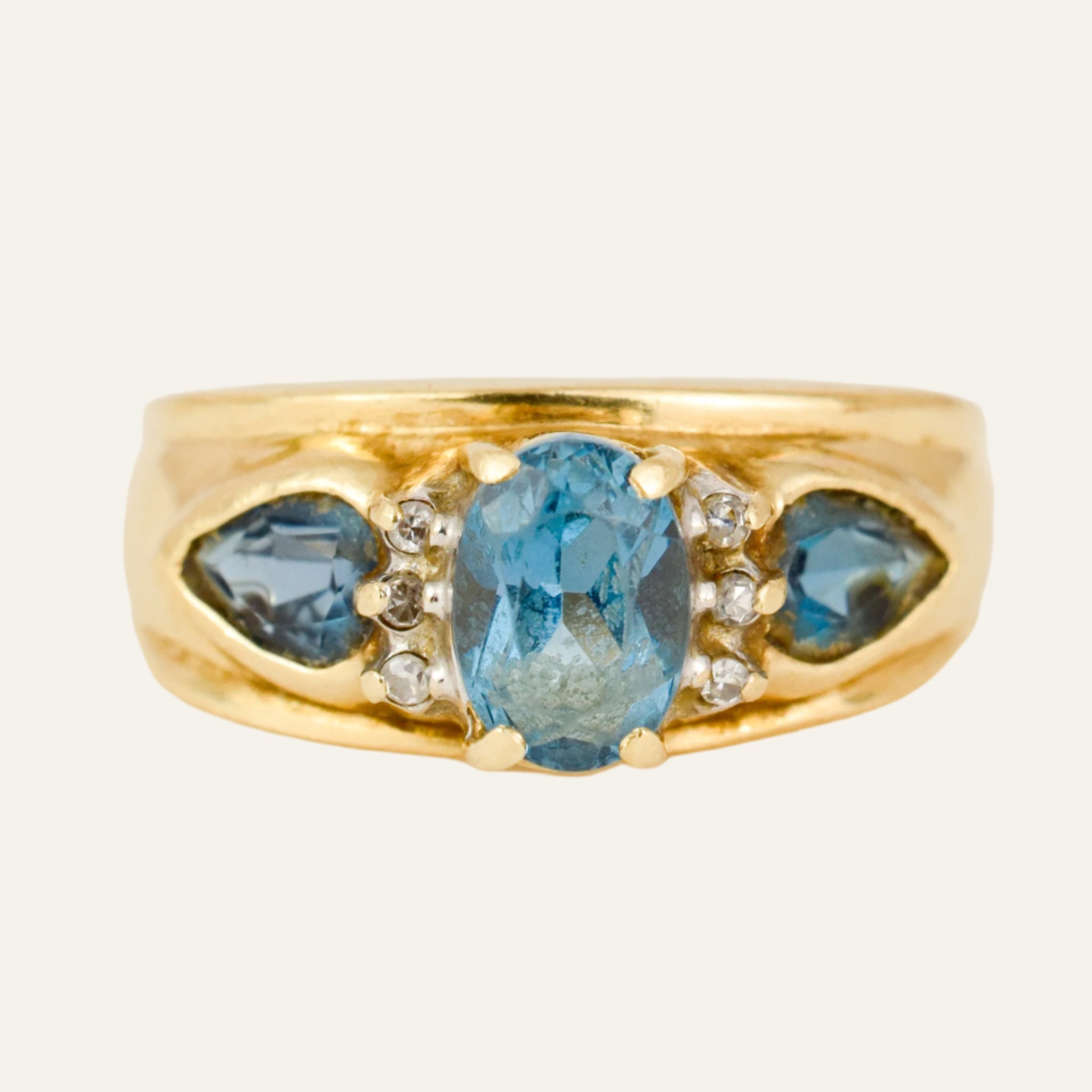 Topaz Trilogy Ring with Diamond Accents