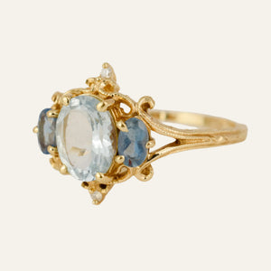 Ornate Blue Gradient Trilogy Ring