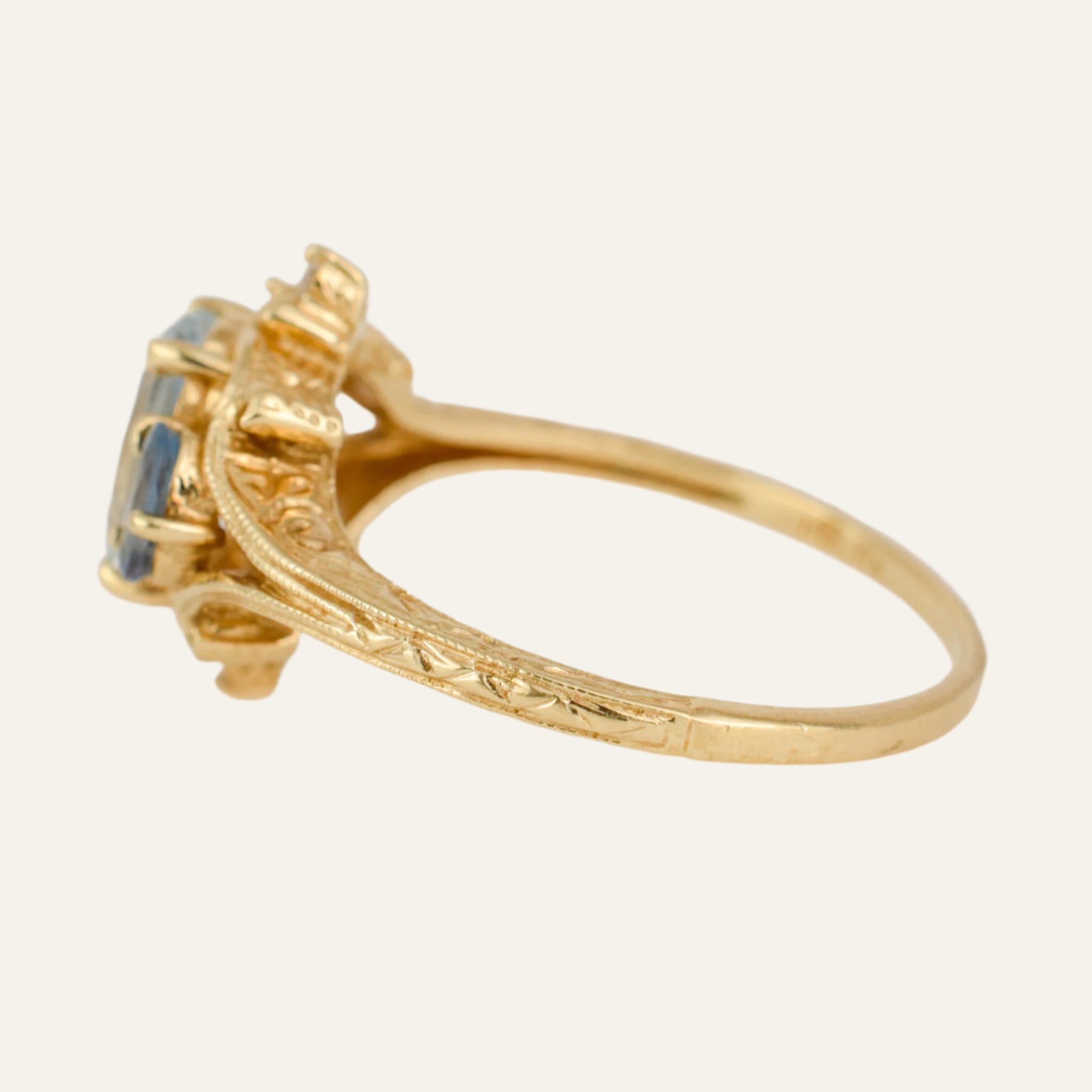 Ornate Blue Gradient Trilogy Ring