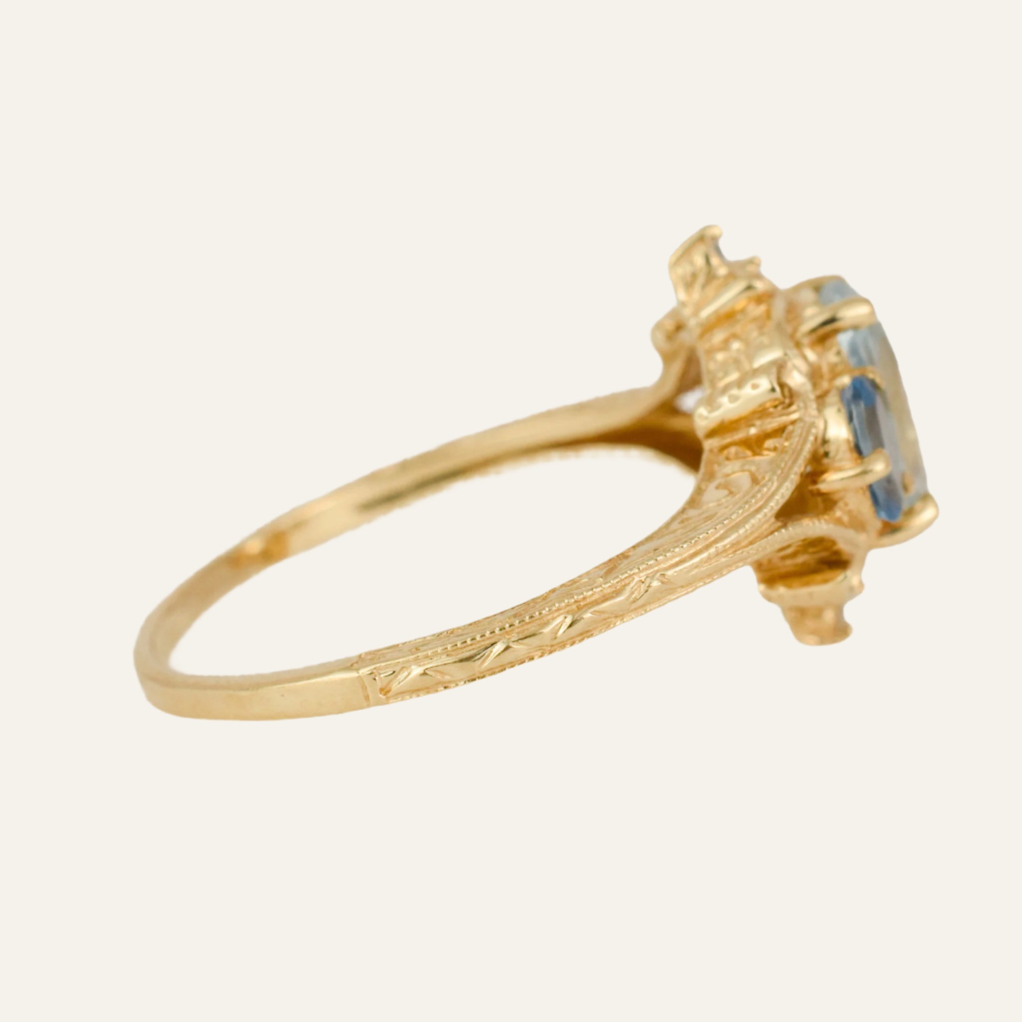 Ornate Blue Gradient Trilogy Ring