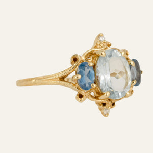 Ornate Blue Gradient Trilogy Ring