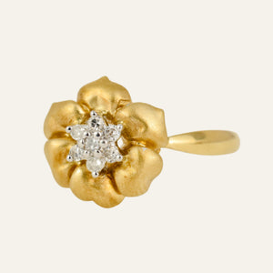 Satin Finish Flower Diamond Ring
