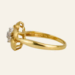 Satin Finish Flower Diamond Ring