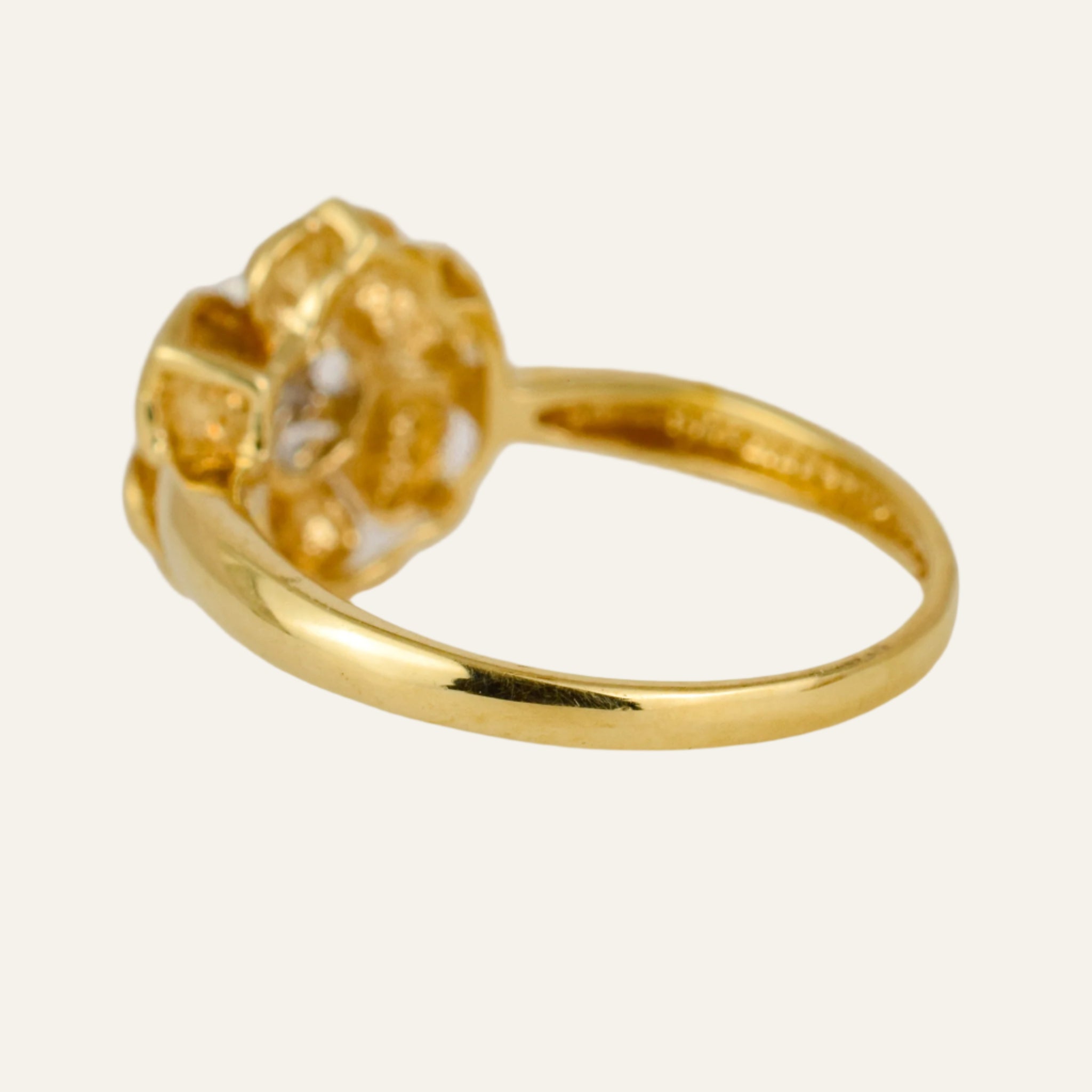 Satin Finish Flower Diamond Ring