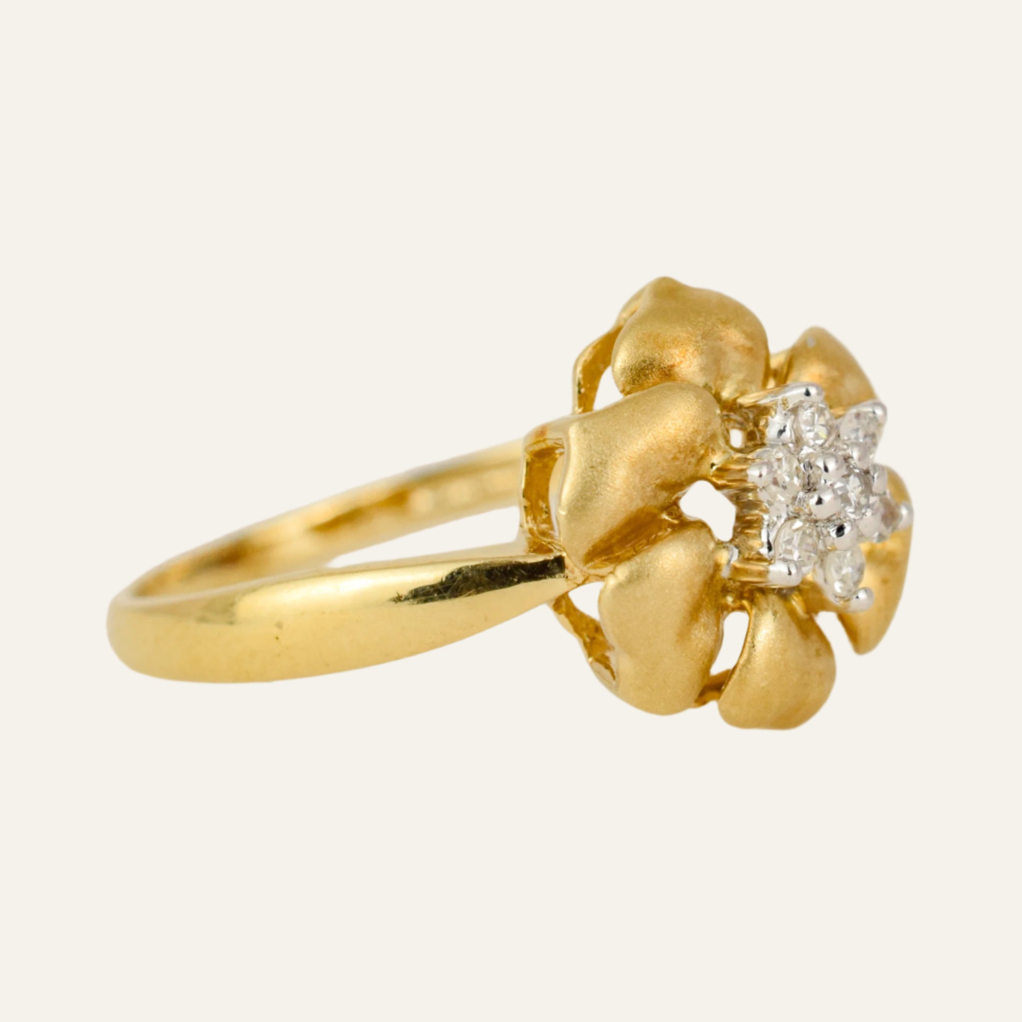 Satin Finish Flower Diamond Ring