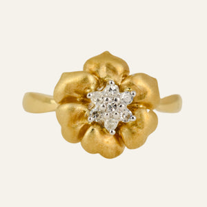 Satin Finish Flower Diamond Ring