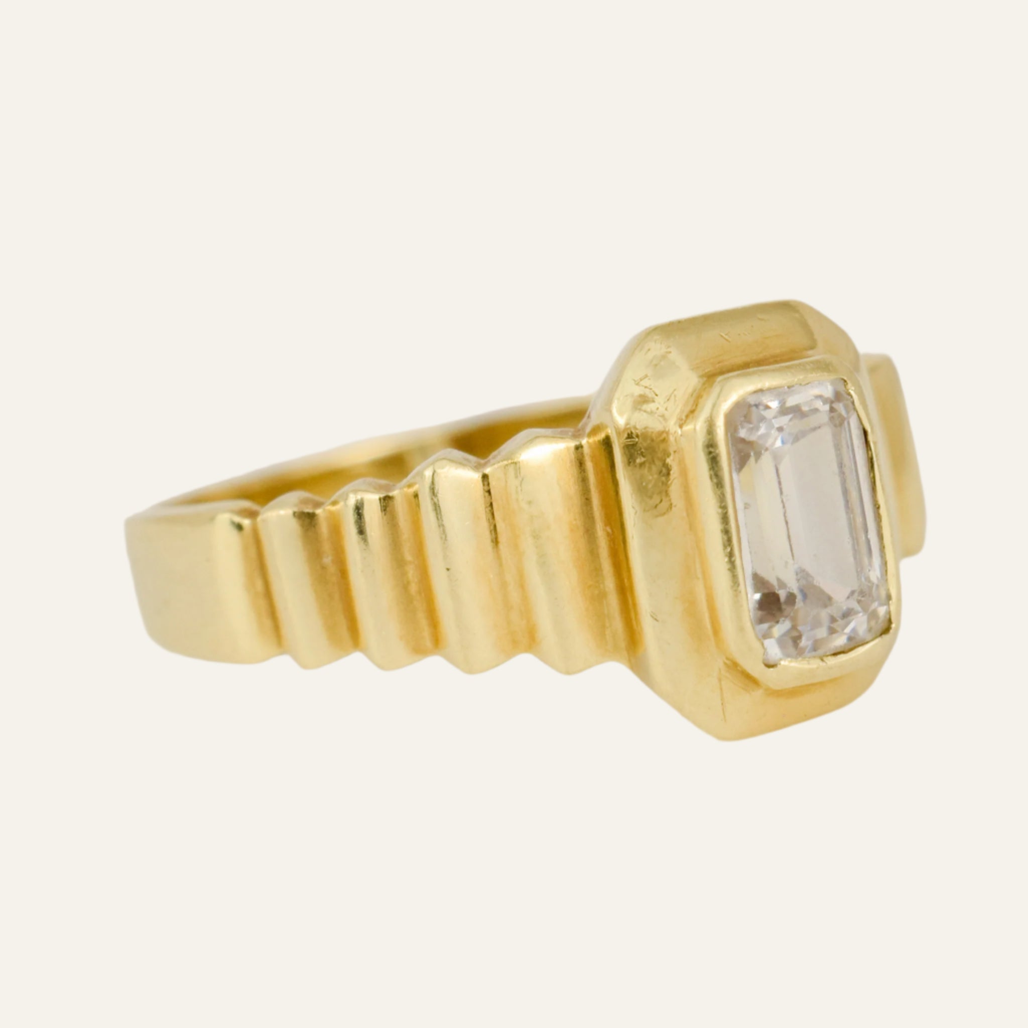 Brushed Staircase Bezel Ring