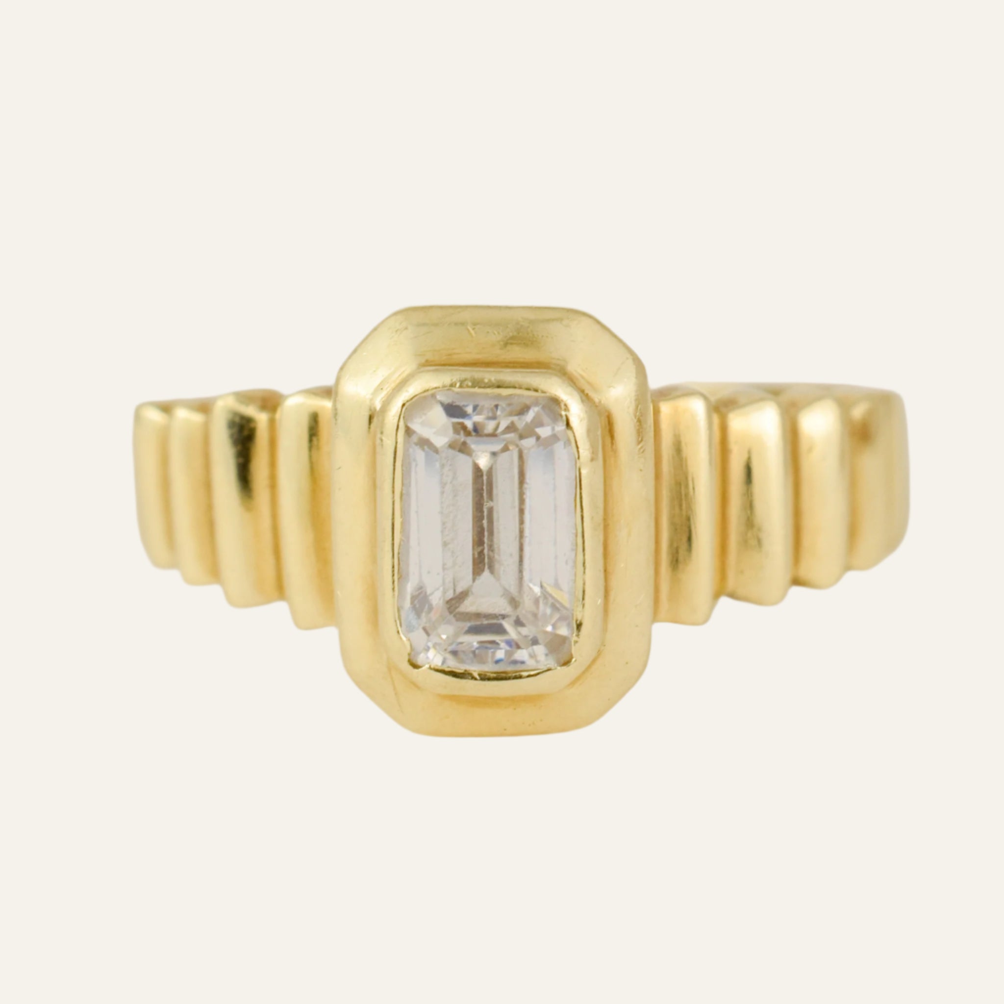 Brushed Staircase Bezel Ring