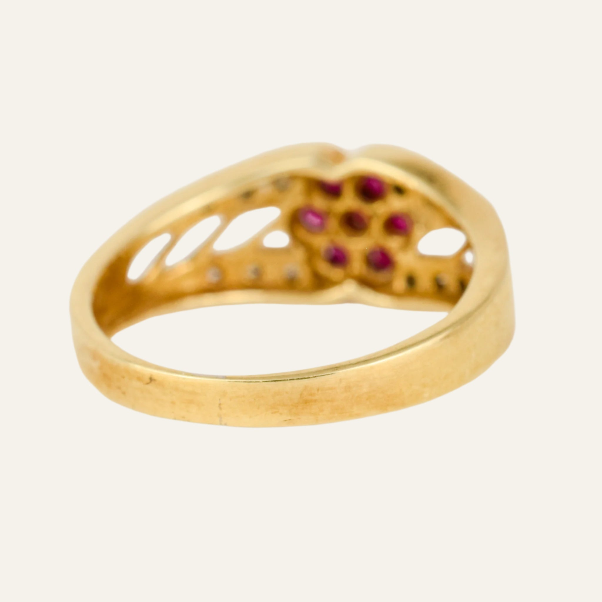 Ruby and Diamond Flower Ring