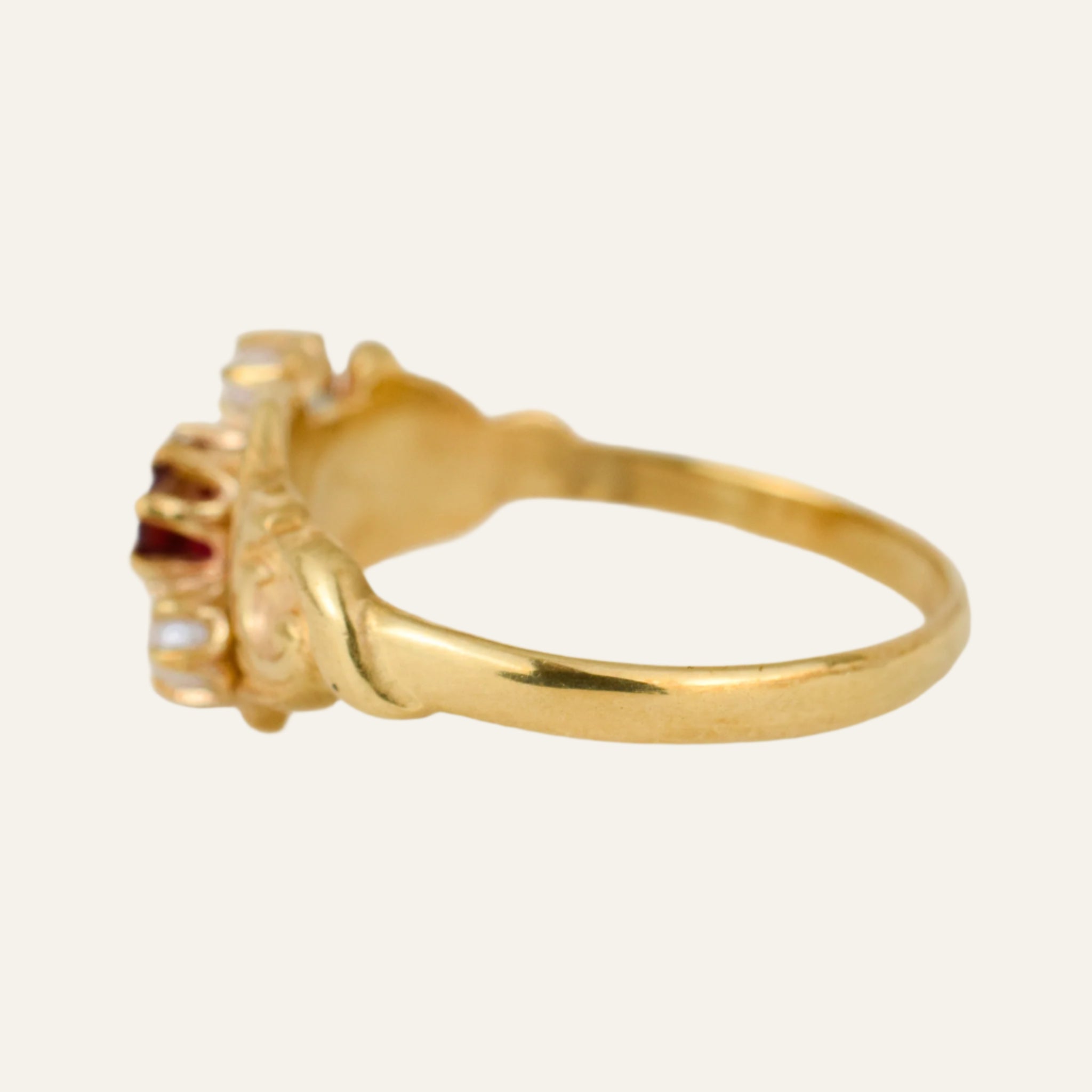 Antique Garnet and Pearl Ring