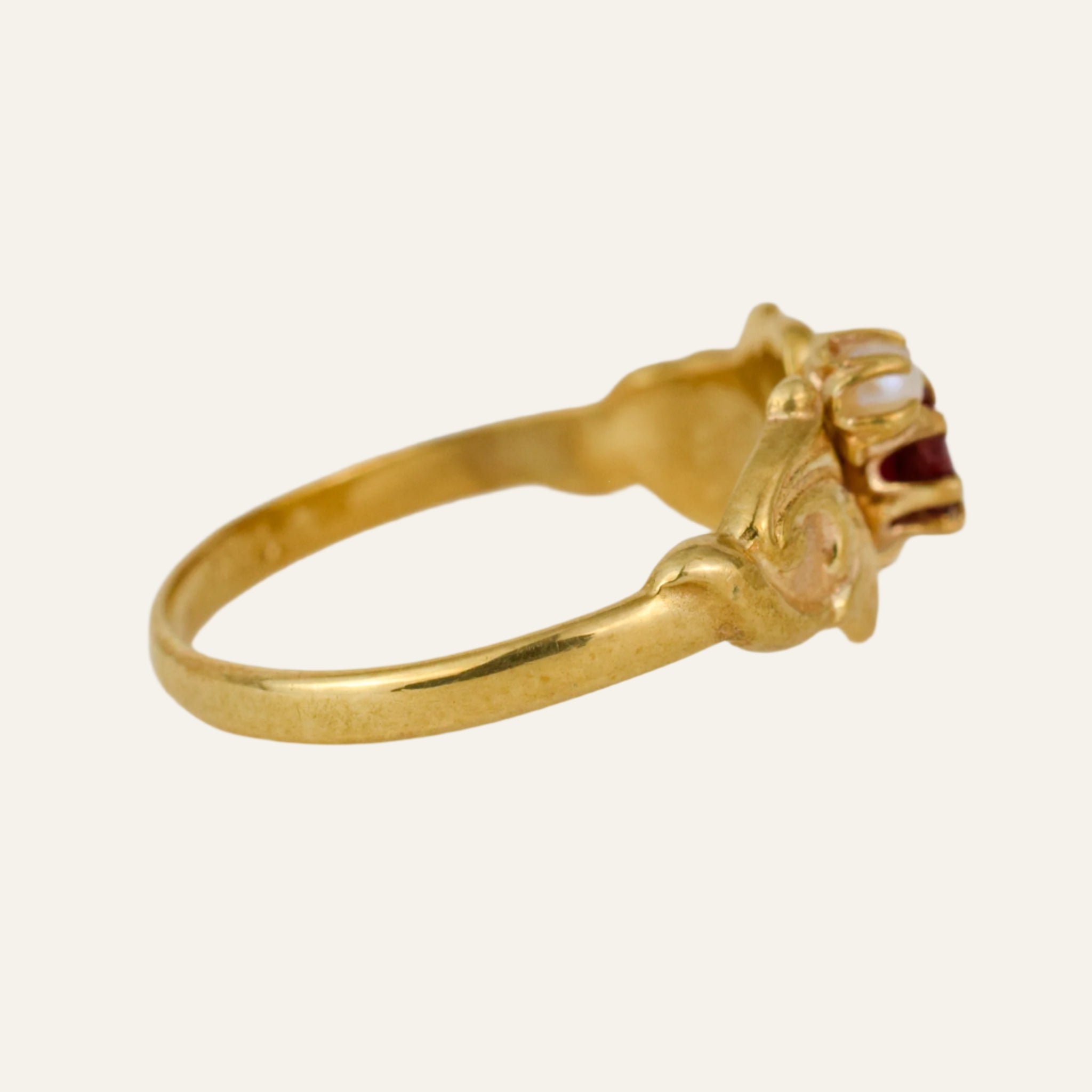 Antique Garnet and Pearl Ring
