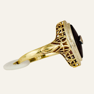 Onyx and Seed Pearl Ring