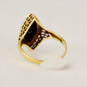Onyx and Seed Pearl Ring