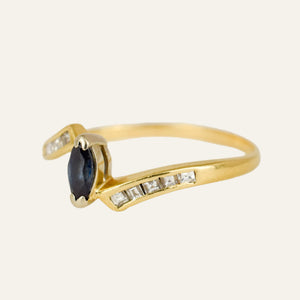 Sapphire and Diamond Bypass Ring