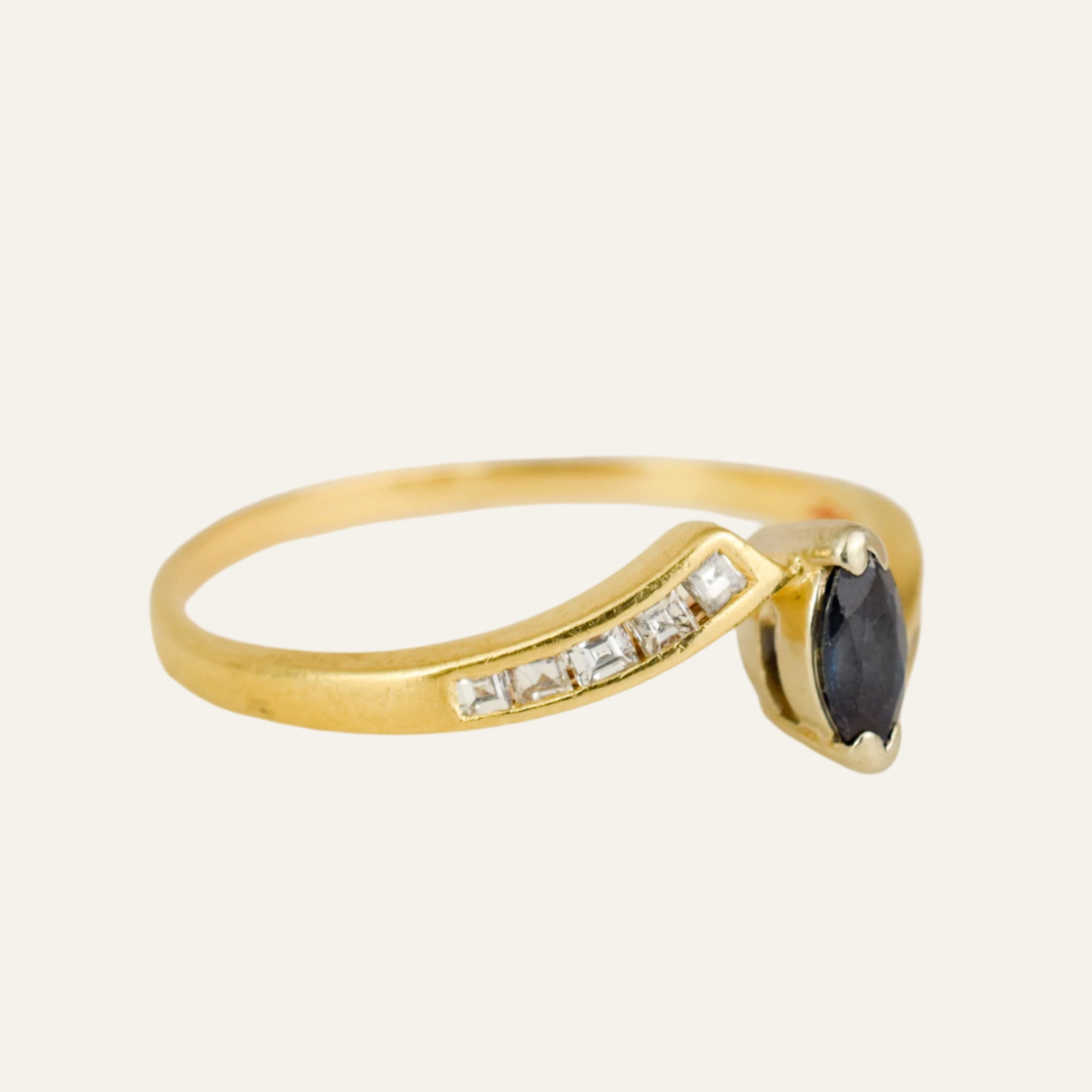 Sapphire and Diamond Bypass Ring