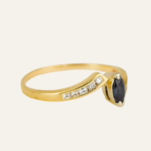 Sapphire and Diamond Bypass Ring