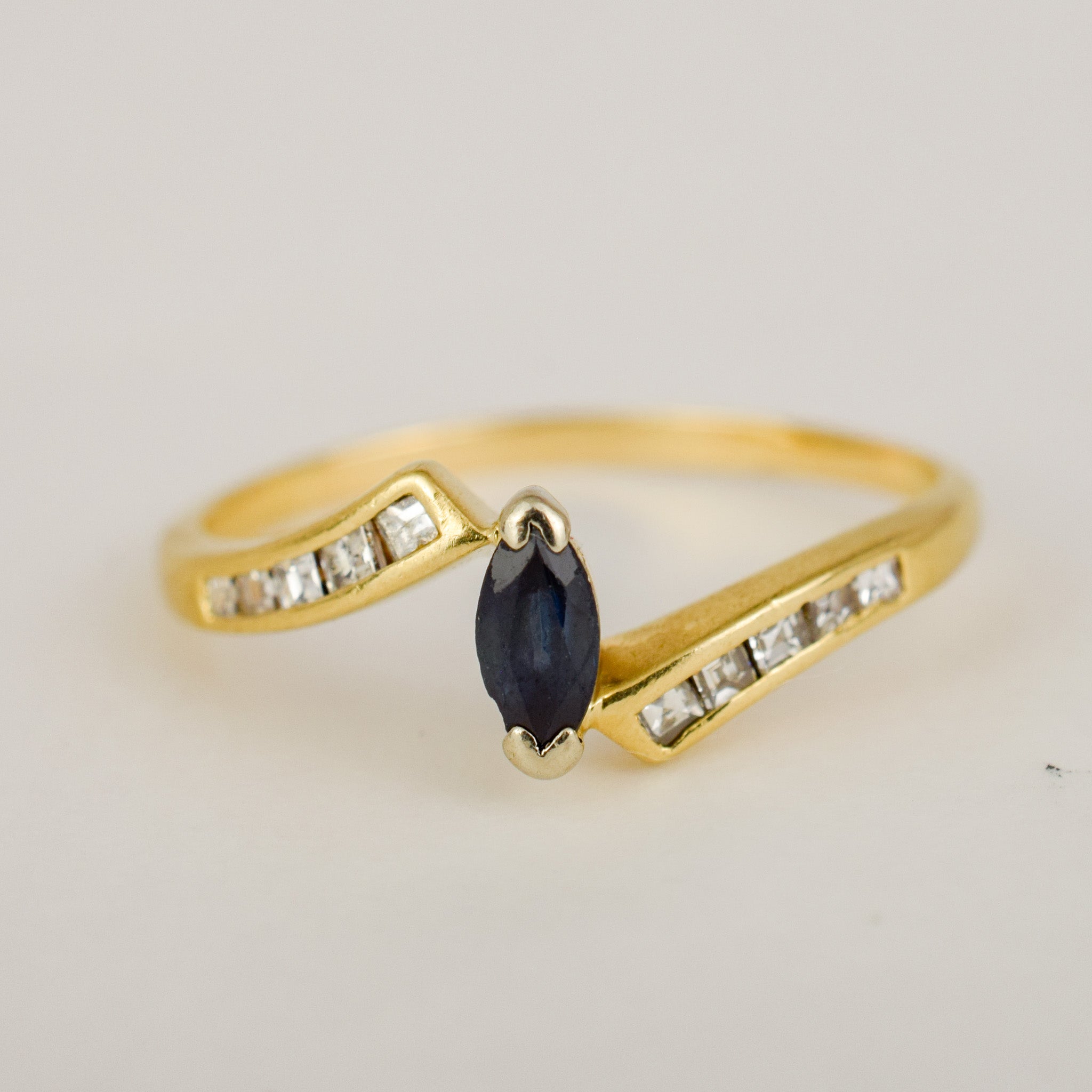 Sapphire and Diamond Bypass Ring