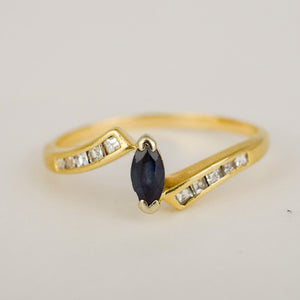 Sapphire and Diamond Bypass Ring