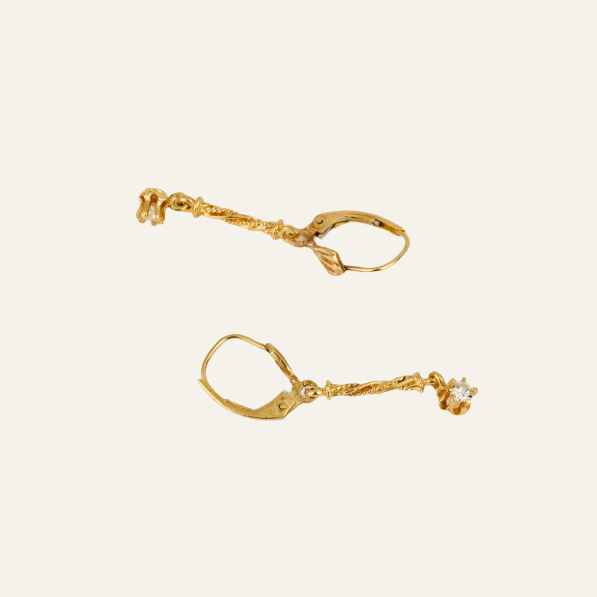 Antique Drop Bar Diamond Hoops
