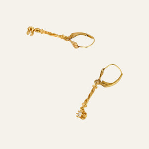 Antique Drop Bar Diamond Hoops