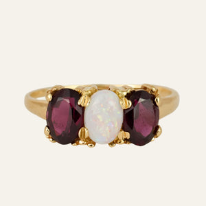 Garnet and Opal Trilogy Ring