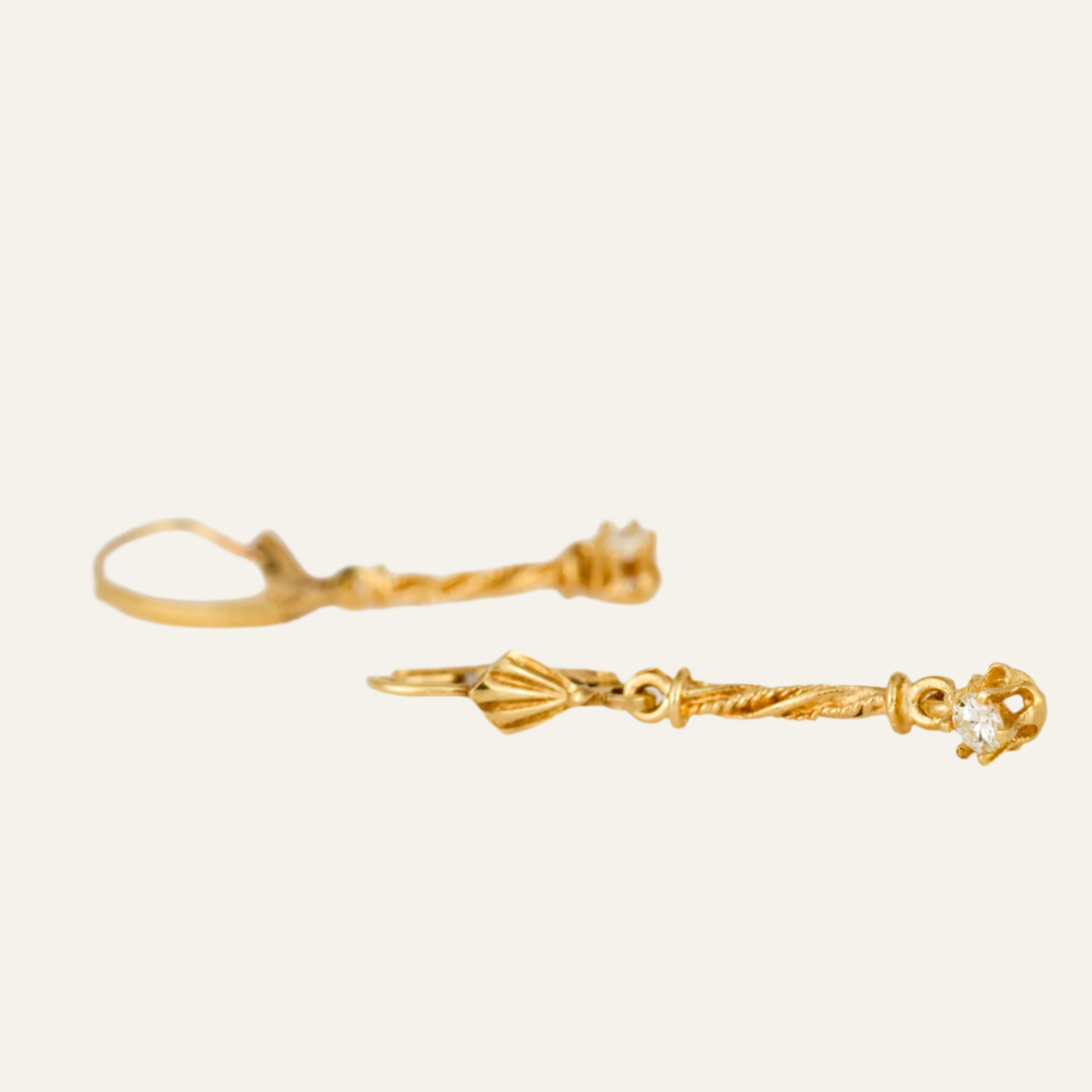 Antique Drop Bar Diamond Hoops
