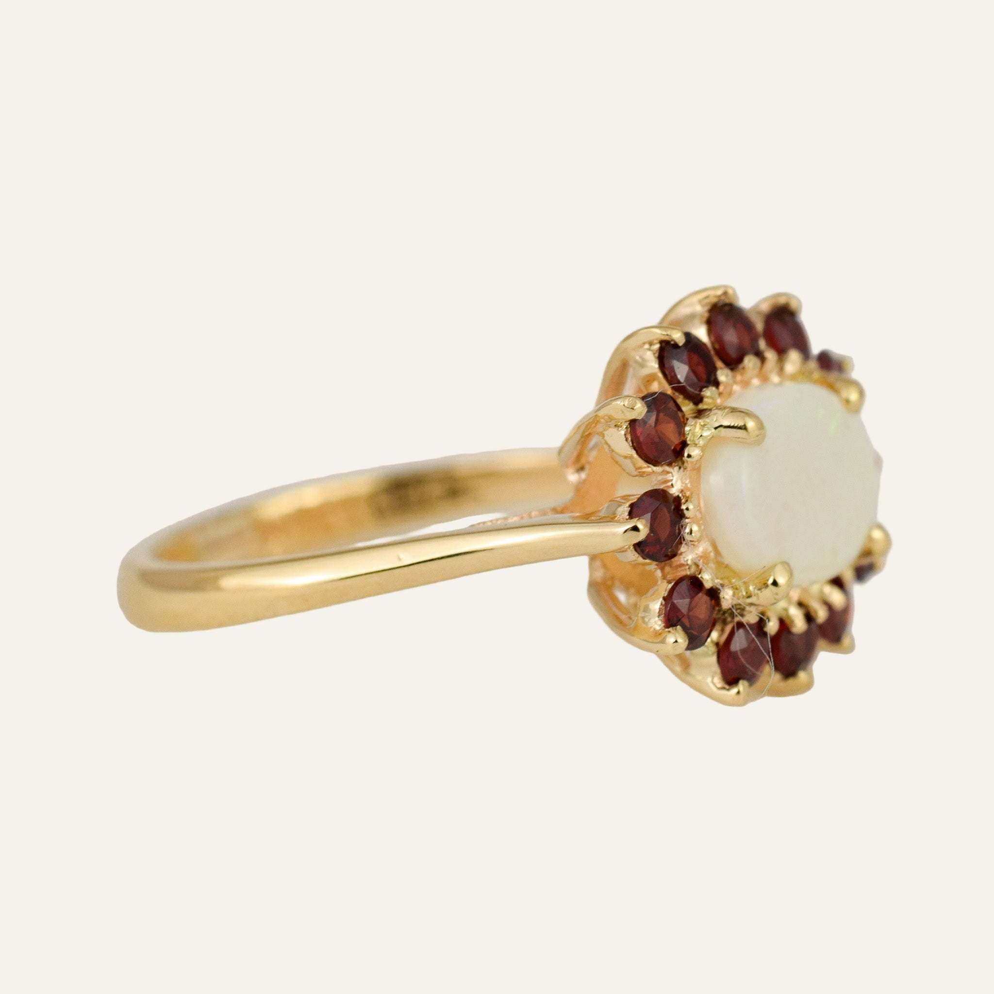 Garnet Halo Ring