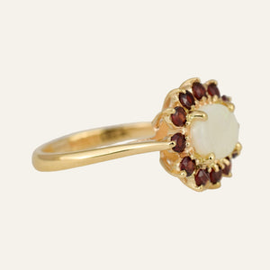 Garnet Halo Ring
