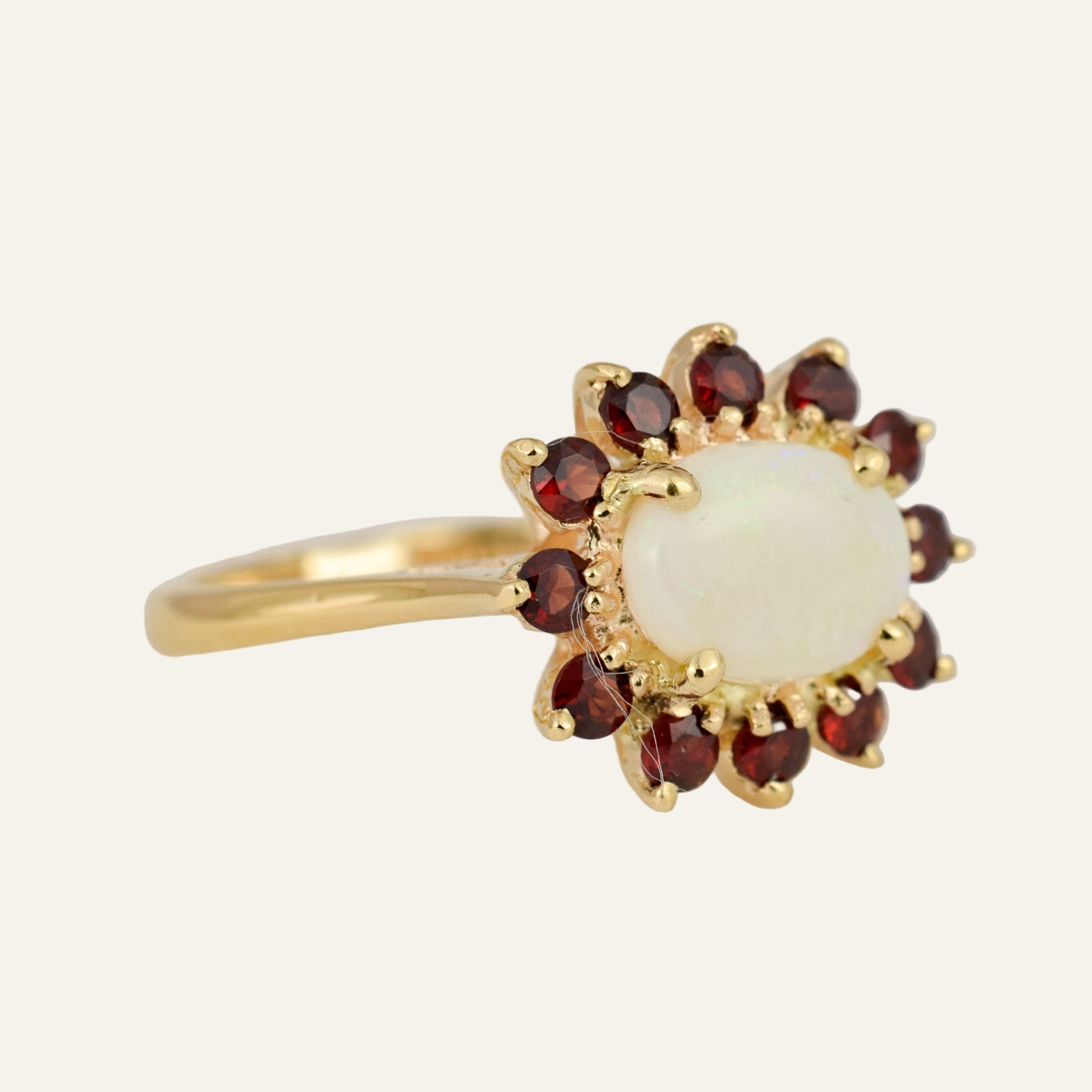 Garnet Halo Ring