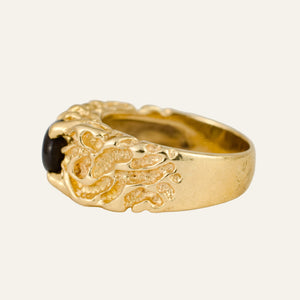 Gold Nugget Black Star Sapphire Ring