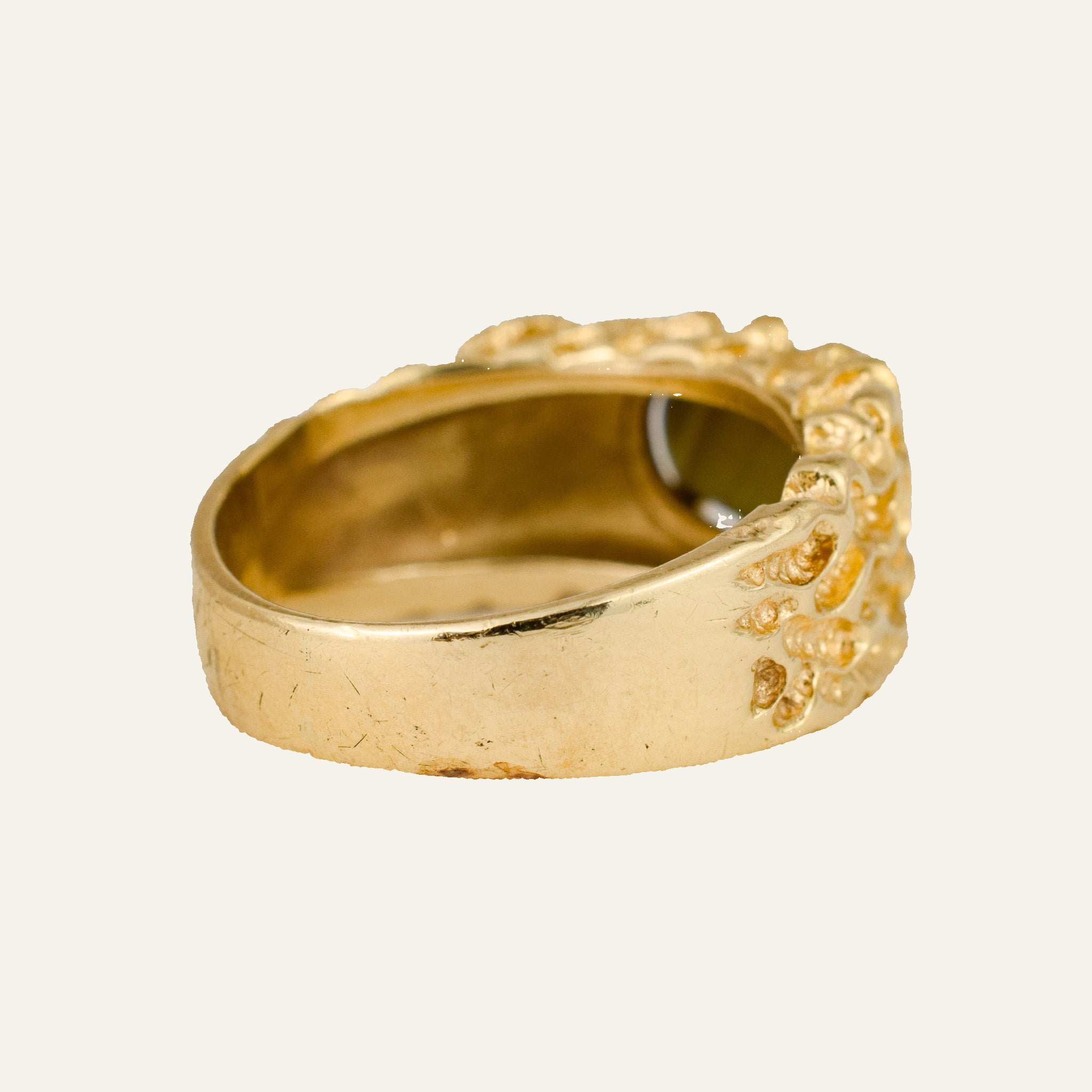 Gold Nugget Black Star Sapphire Ring