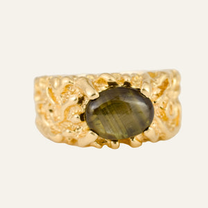 Gold Nugget Black Star Sapphire Ring