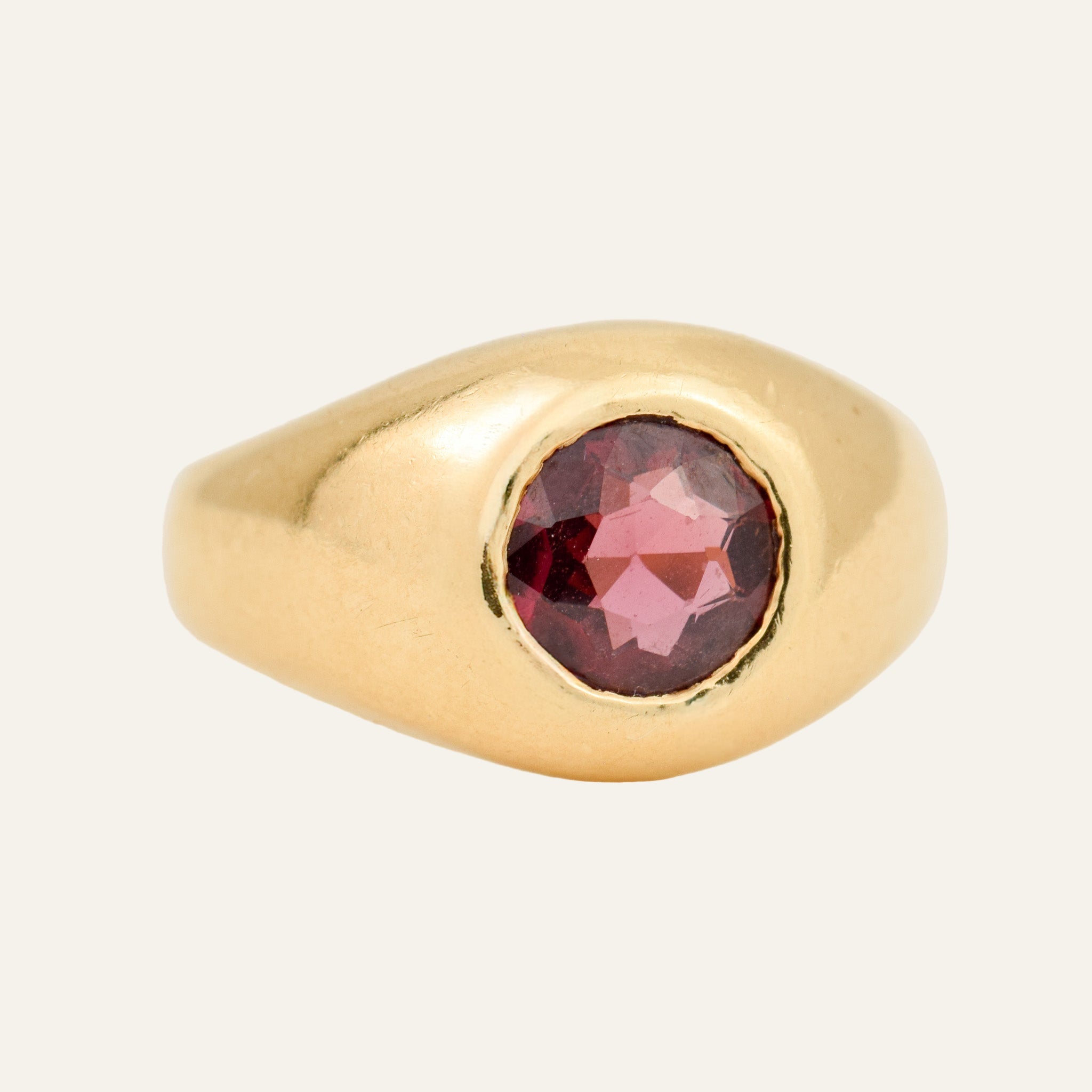 Flush Set Garnet Signet