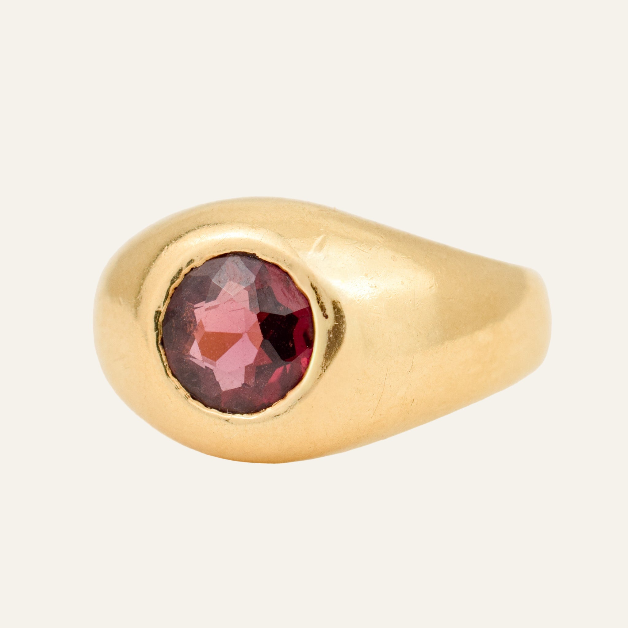 Flush Set Garnet Signet