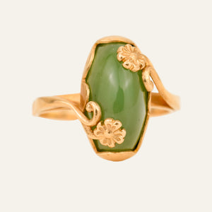 Jade Ring with Flower Detail