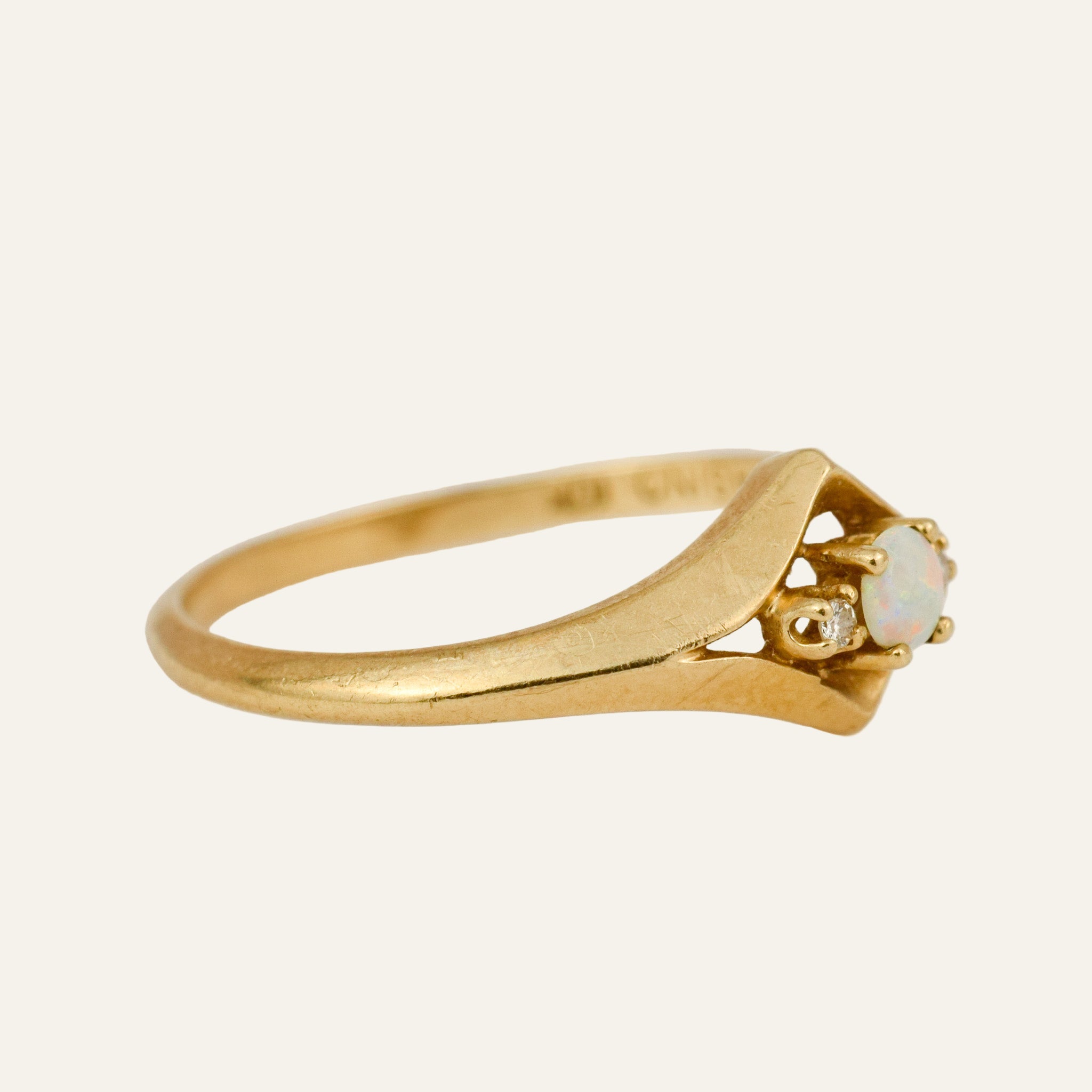 Dainty Opal and Diamond Ring