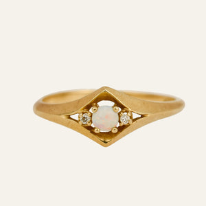 Dainty Opal and Diamond Ring