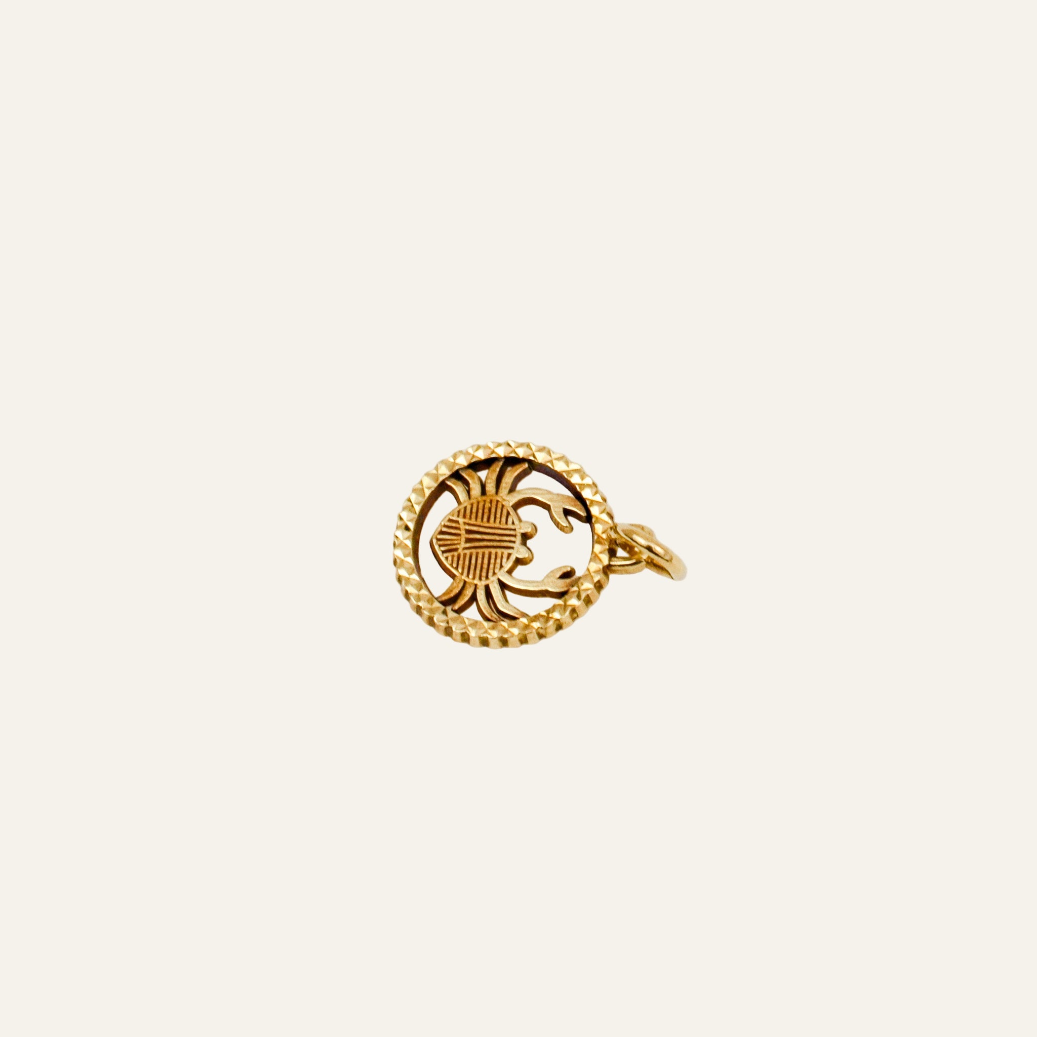 Circular Cancer Zodiac Charm