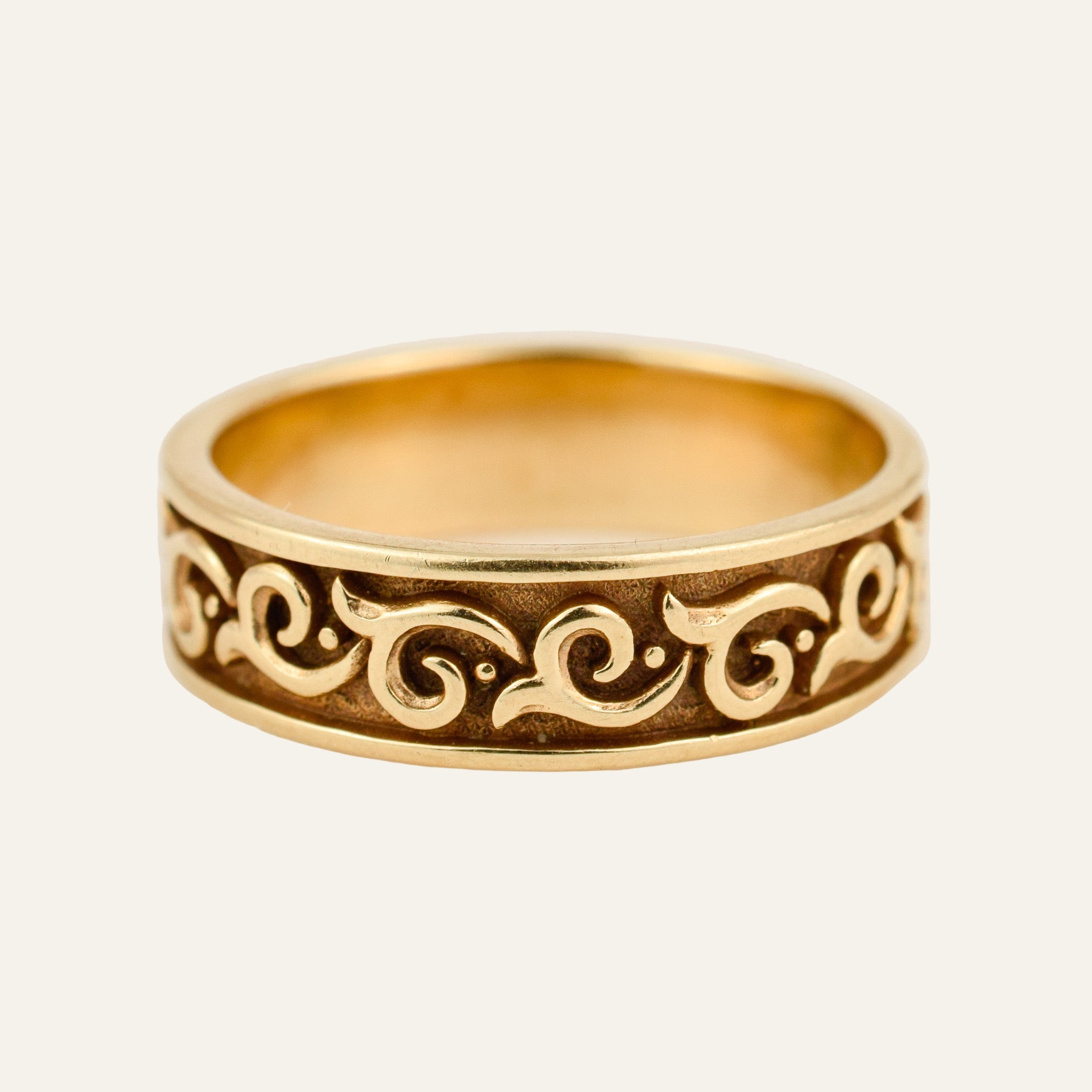 Wave Carved Gold Band