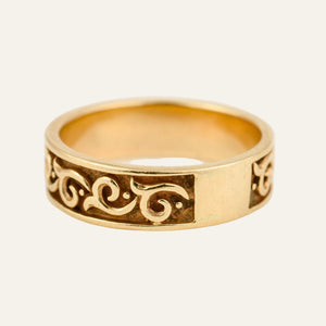 Wave Carved Gold Band