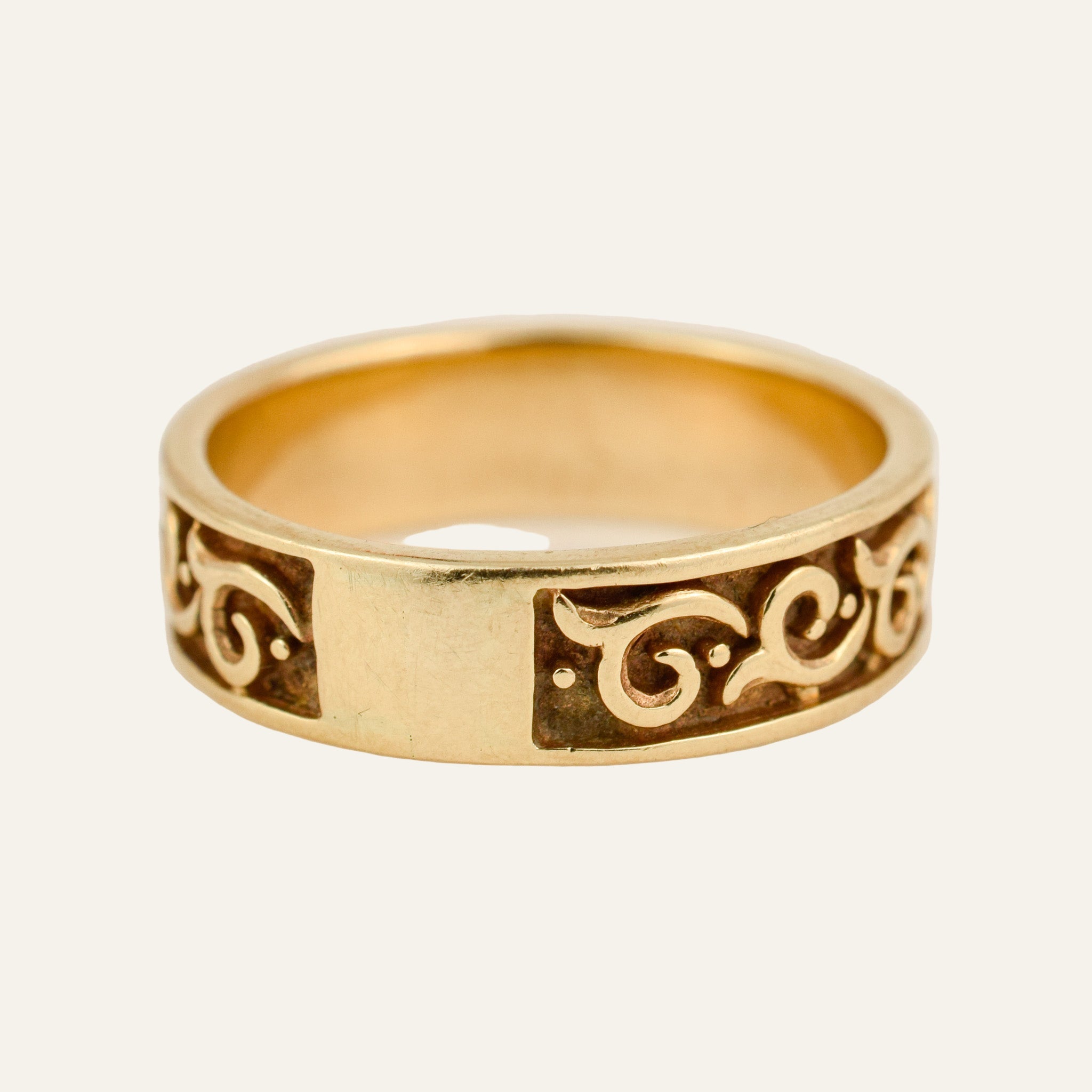 Wave Carved Gold Band