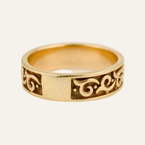 Wave Carved Gold Band