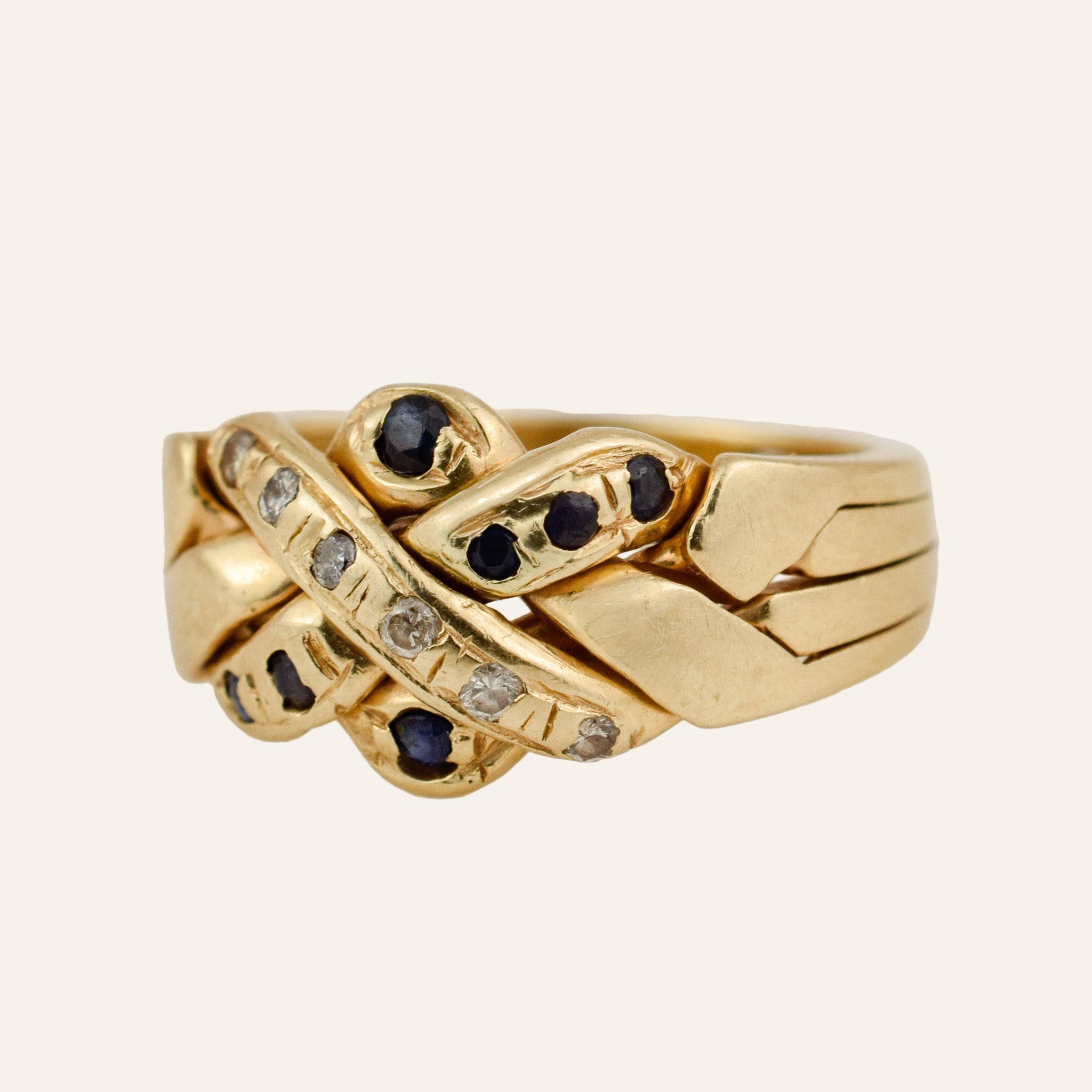 Sapphire and Diamond Puzzle Ring